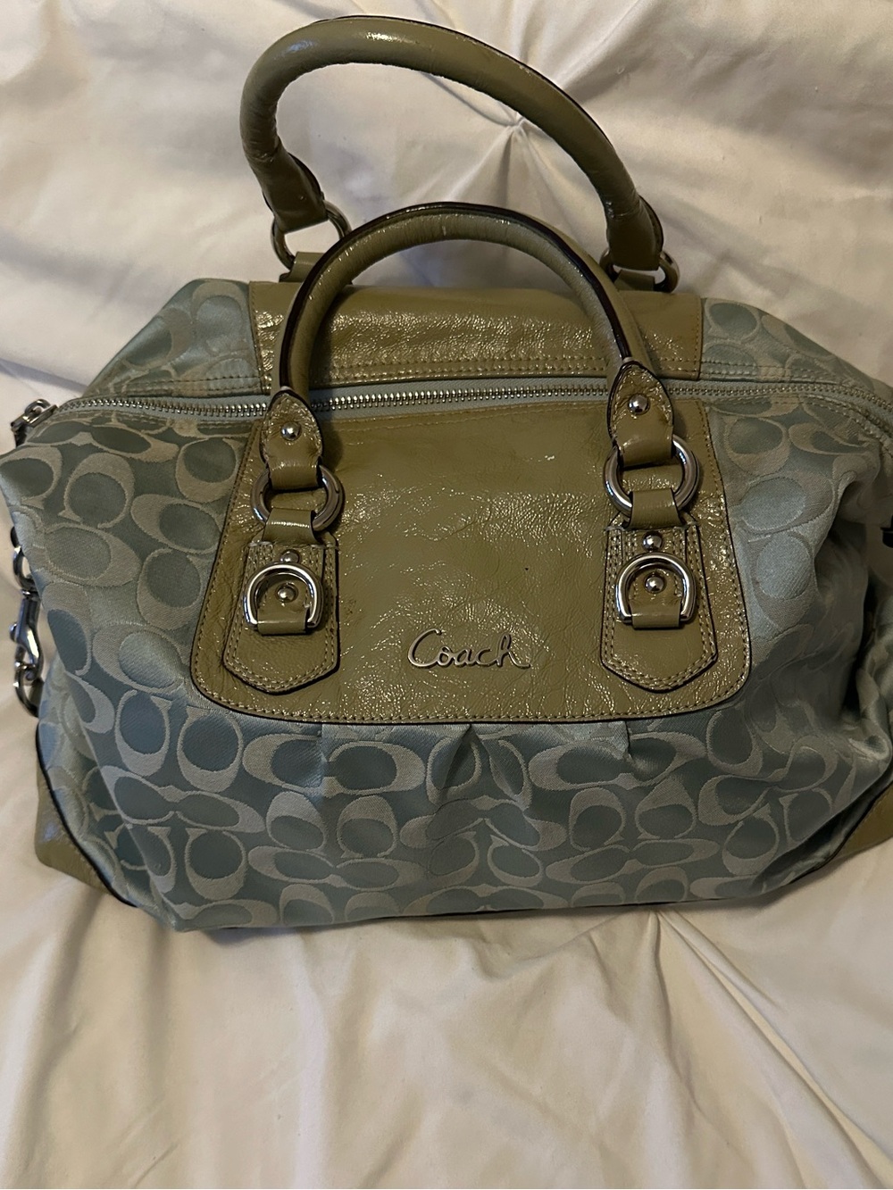 Coach Madison Sabrina Blue & Green Signature Satchel